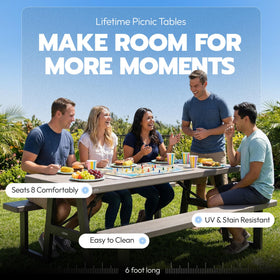HDPE tabletop shows the 2-17 inch thick surface for durability.