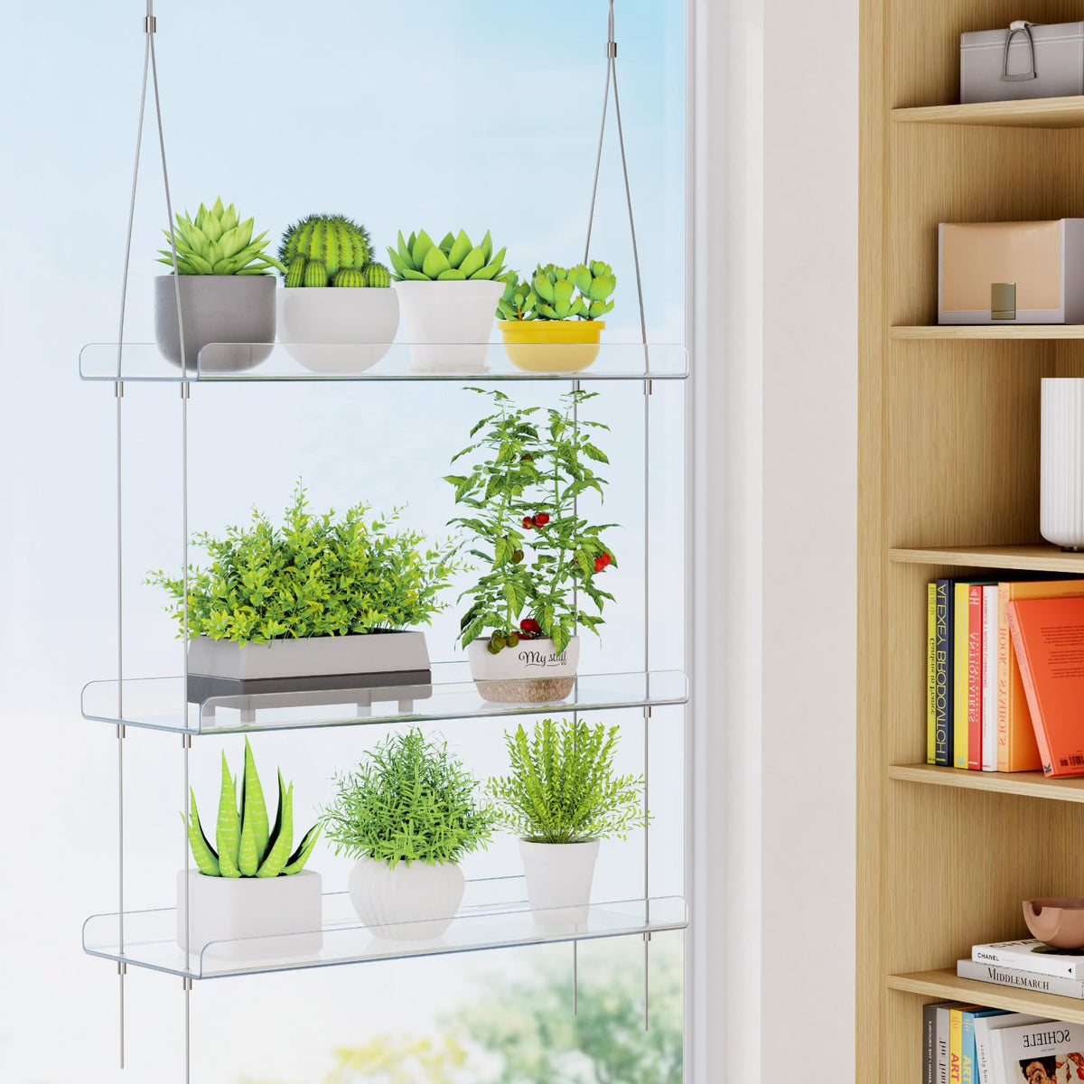 Lifewit transparent hanging plant shelf clear acrylic for bright indoor growing