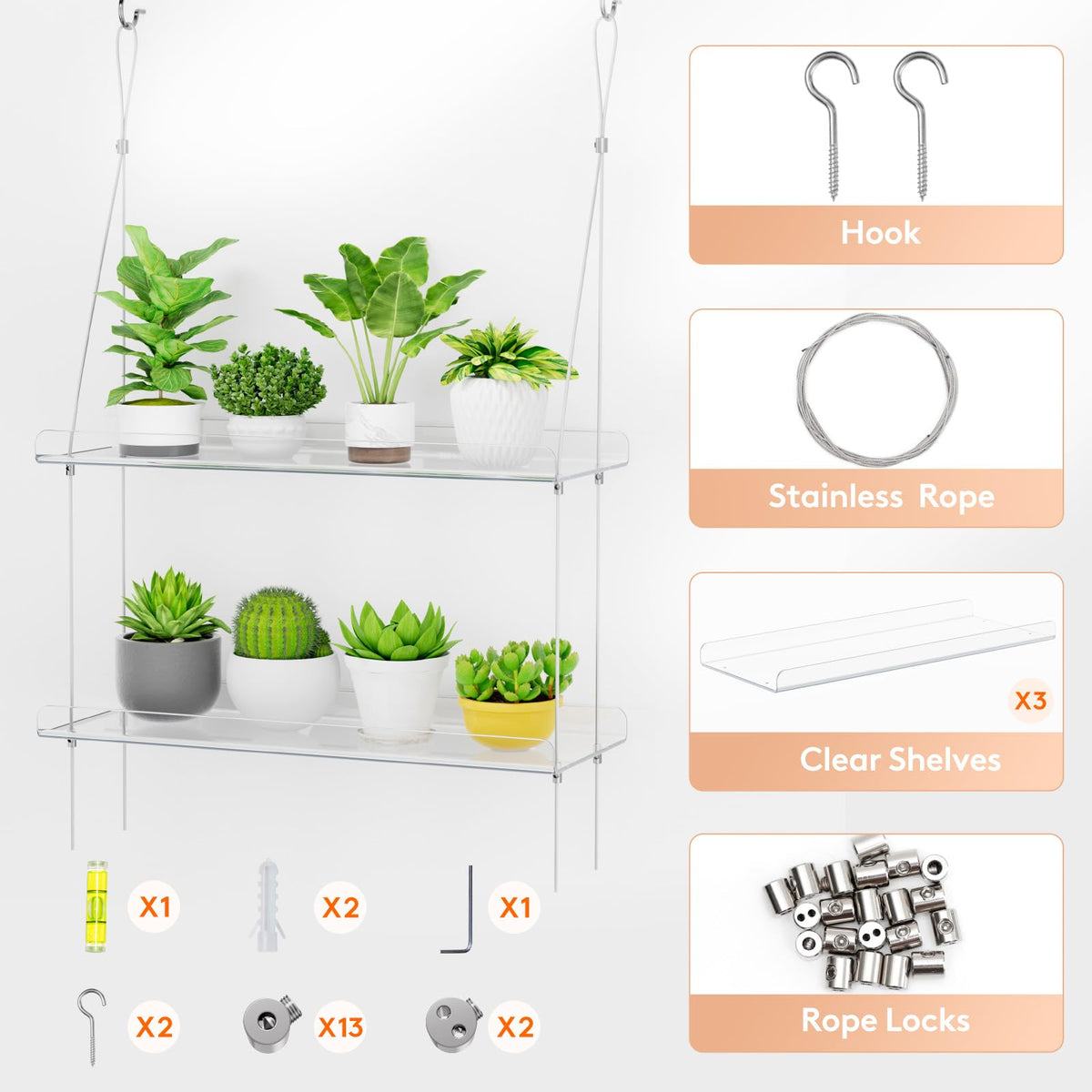 Lifewit transparent plastic design blends with decor and promotes light exposure.