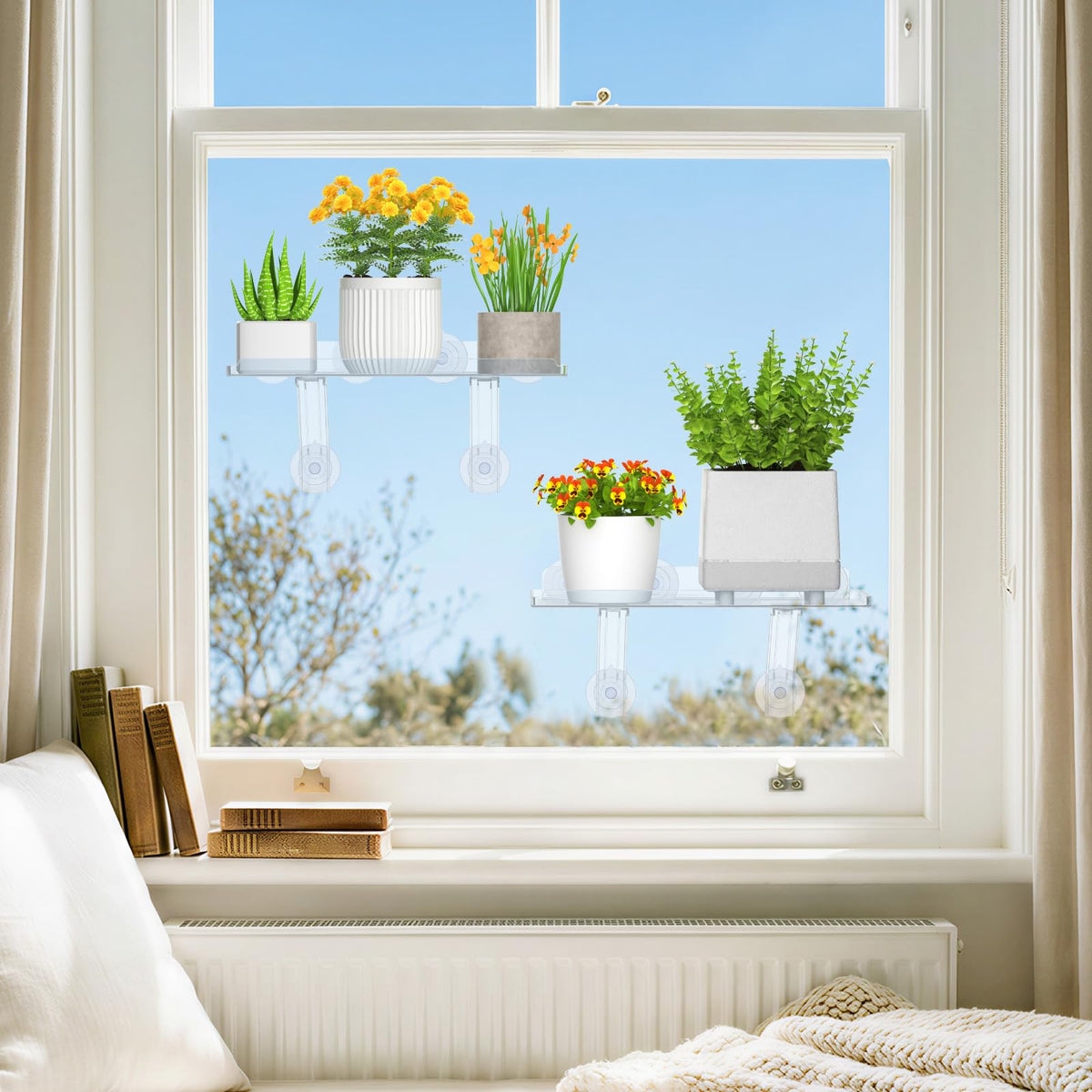 Lifewit window shelf used in kitchen or bath for space-saving storage.