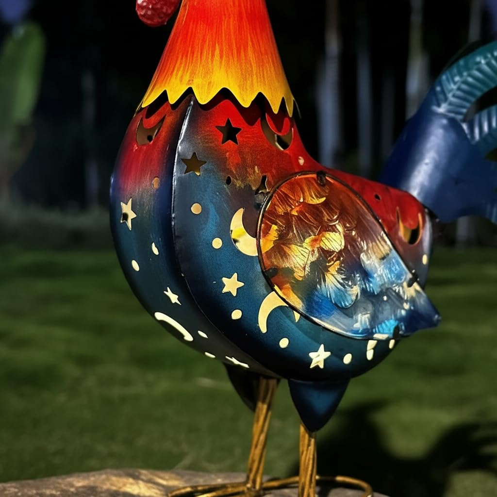 LIFFY hand-painted rooster garden statue enhances outdoor aesthetics.