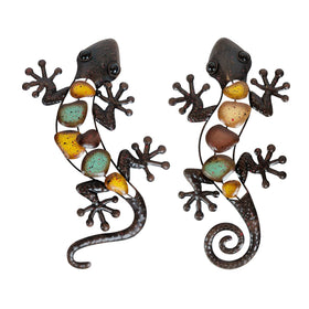 LIFFY metal gecko wall decor 2-pack adds year-round outdoor charm