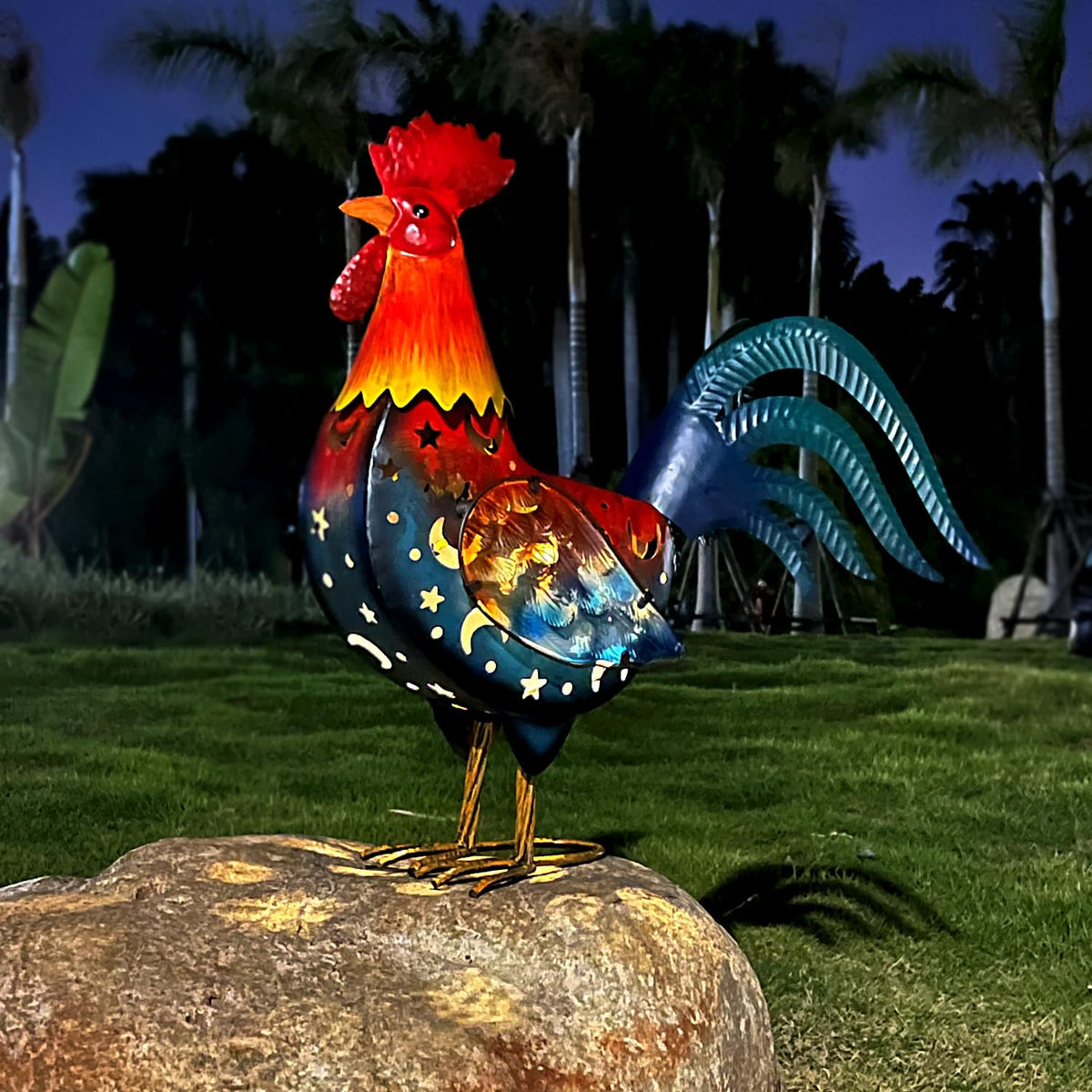 LIFFY metal rooster yard decor 18 inch adds charm to your garden.