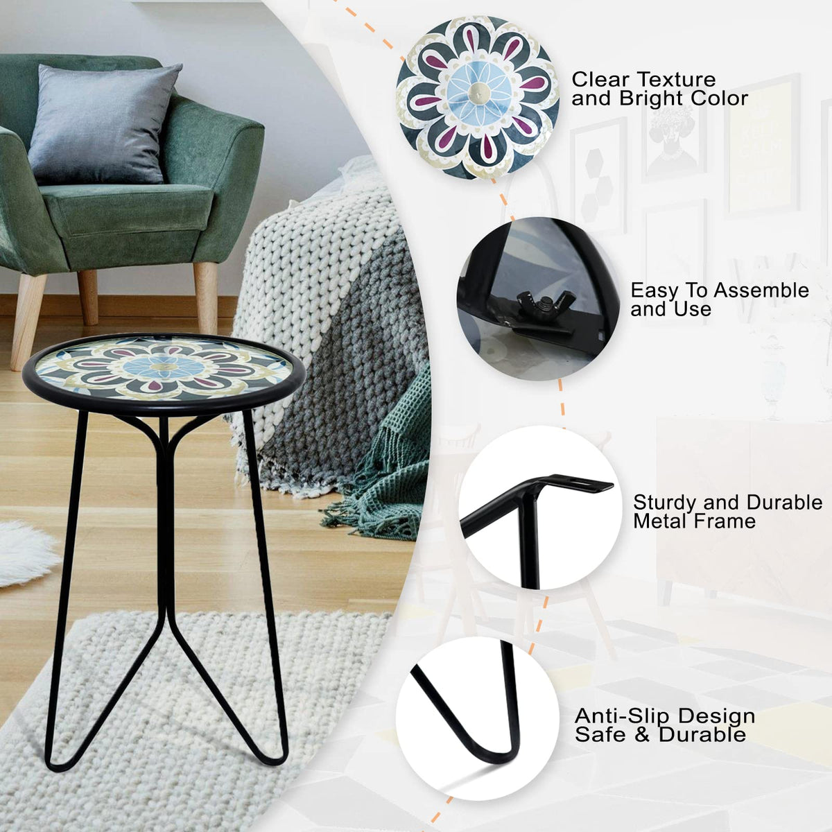 LIFFY round glass top adds clarity and brightness to any room.