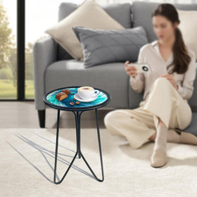 LIFFY round metal table showing reinforced frame and stability