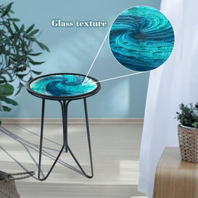 LIFFY small round outdoor table beside seating on balcony