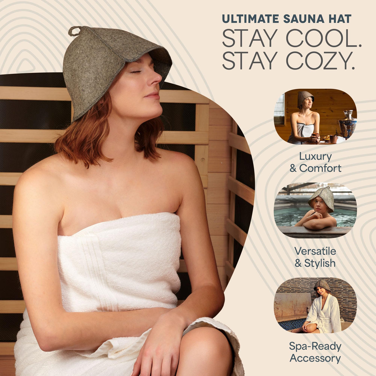 LifePro sauna hat thermal barrier on head supports longer, more enjoyable sessions