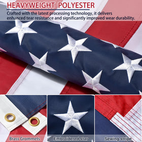 Lifraon American flag brass grommets for secure mounting on poles or vehicles.