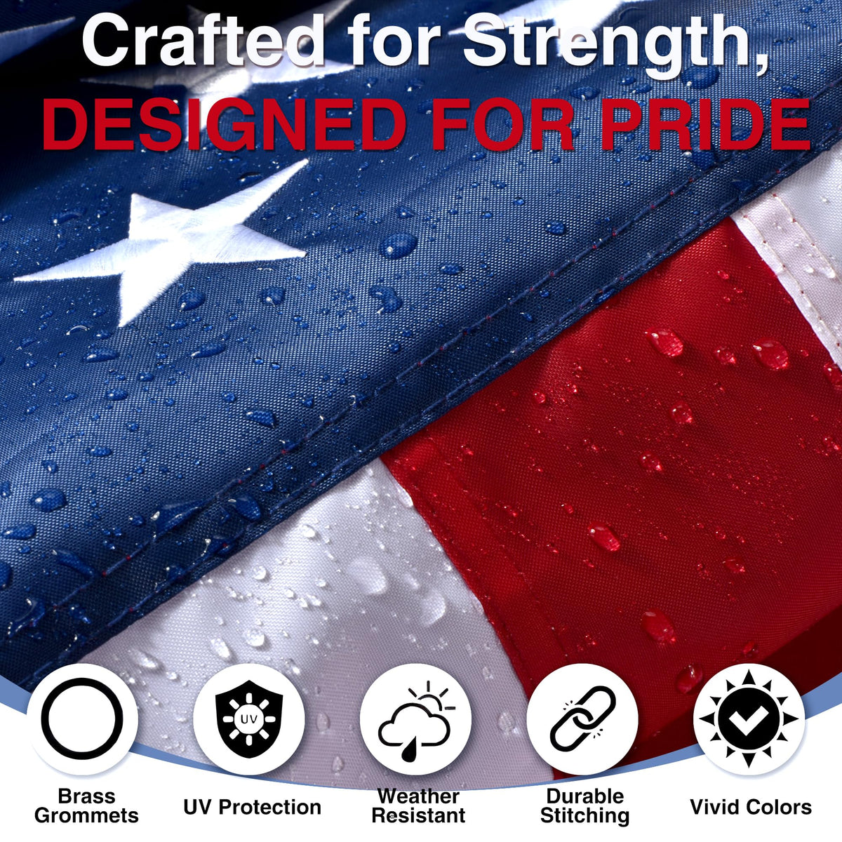 Lifraon flag with reinforced edges and quadruple stitching to reduce fraying.