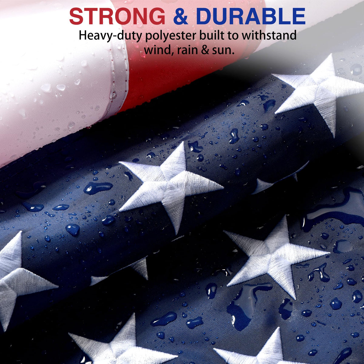 Lifraon US flag with UV protection for vibrant color in sunlight.