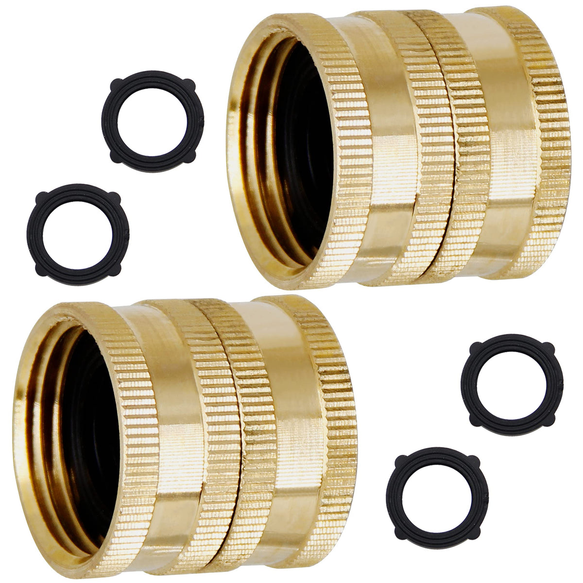 Lifynste dual swivel brass hose adapter for secure garden connections.