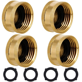 Lifynste brass hose cap 4-pack on a 3/4-inch hose end for durable sealing