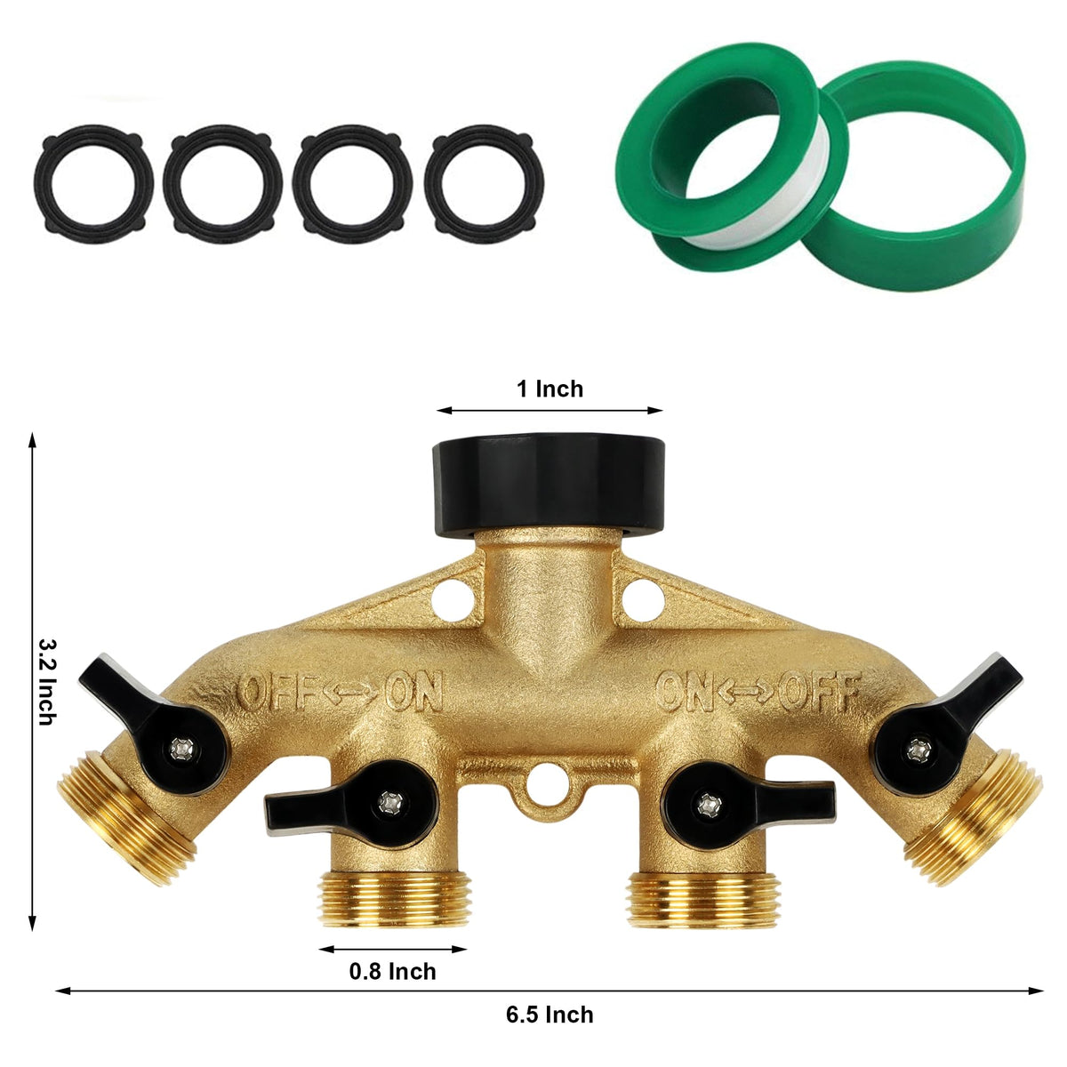Lifynste brass hose faucet manifold close-up showing durable construction