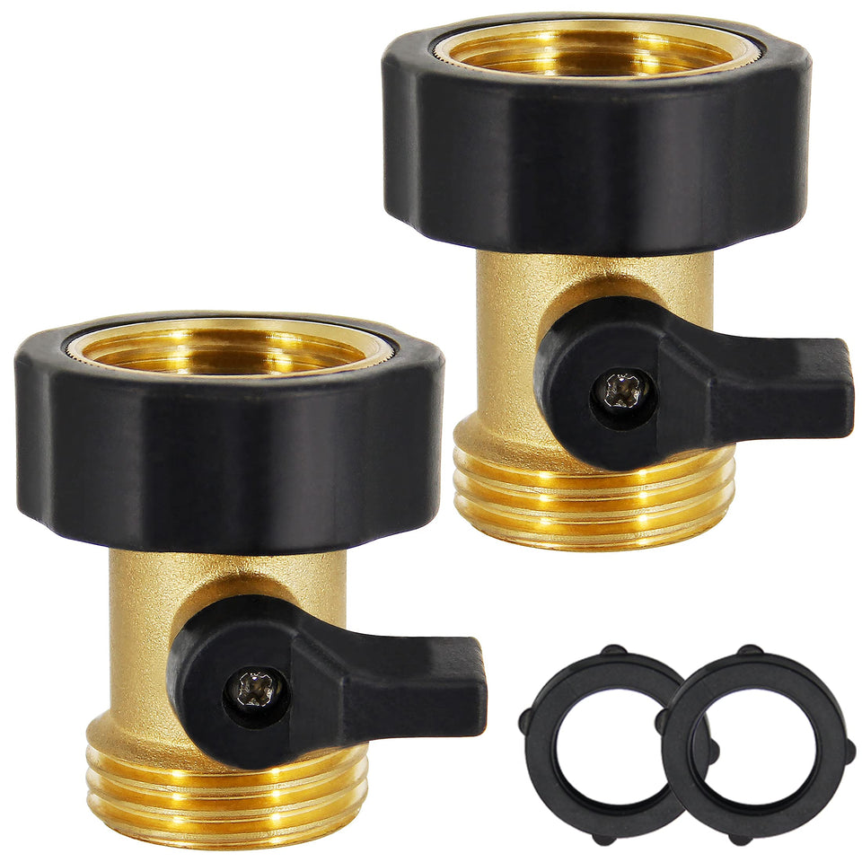 Lifynste brass shut-off valve front view showing durable outdoor design