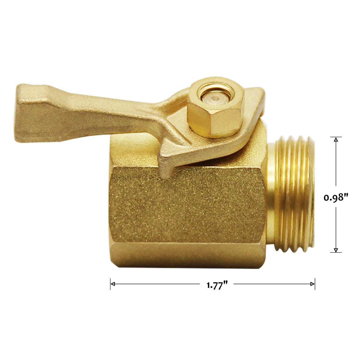 Close-up of Lifynste brass valve showing ergonomic handle for easy water control