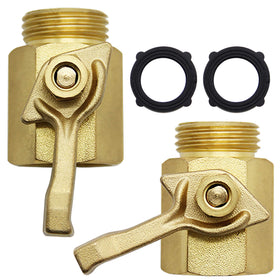 Lifynste heavy-duty brass shut-off valve for garden hose with 3/4-inch thread and two-pack