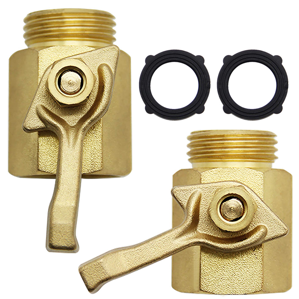 Lifynste heavy-duty brass shut-off valve for garden hose with 3/4-inch thread and two-pack