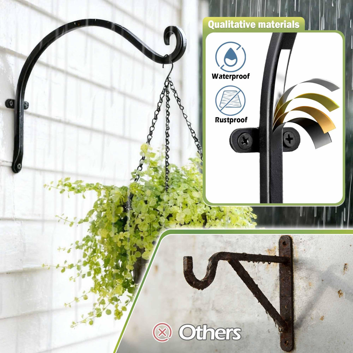 Lifyzoon 12-inch hanger length demonstrated for balanced plant display.