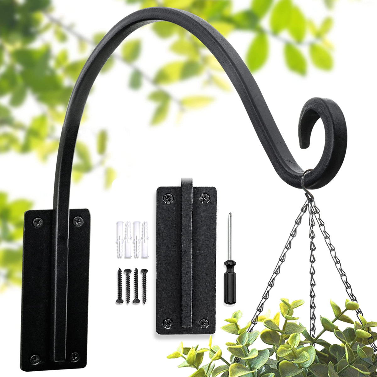 Lifyzoon heavy-duty plant hanger bracket mounted on a wall for sturdy outdoor display