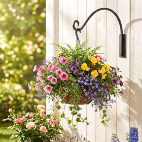 Lifyzoon wrought iron hanger with black matte finish resists weather.