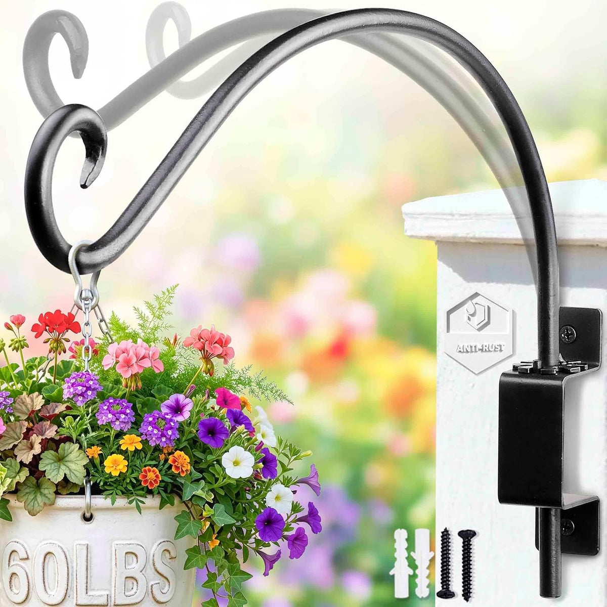 Lifyzoon swivel bird feeder hanger on a garden wall, easy access for birds.