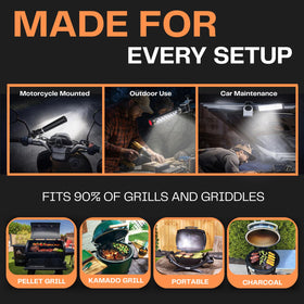 LIGHTACCENTS battery-powered grill light uses three AA batteries for cordless use