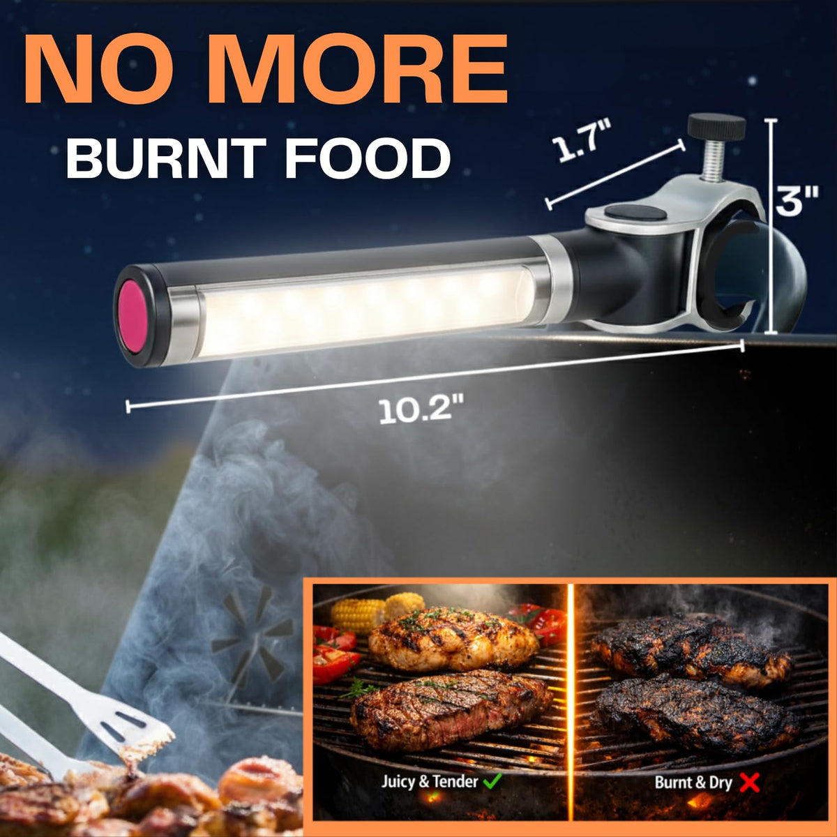 LIGHTACCENTS compact dimensions 10.2in x 3in x 1.7in fit on grill handles