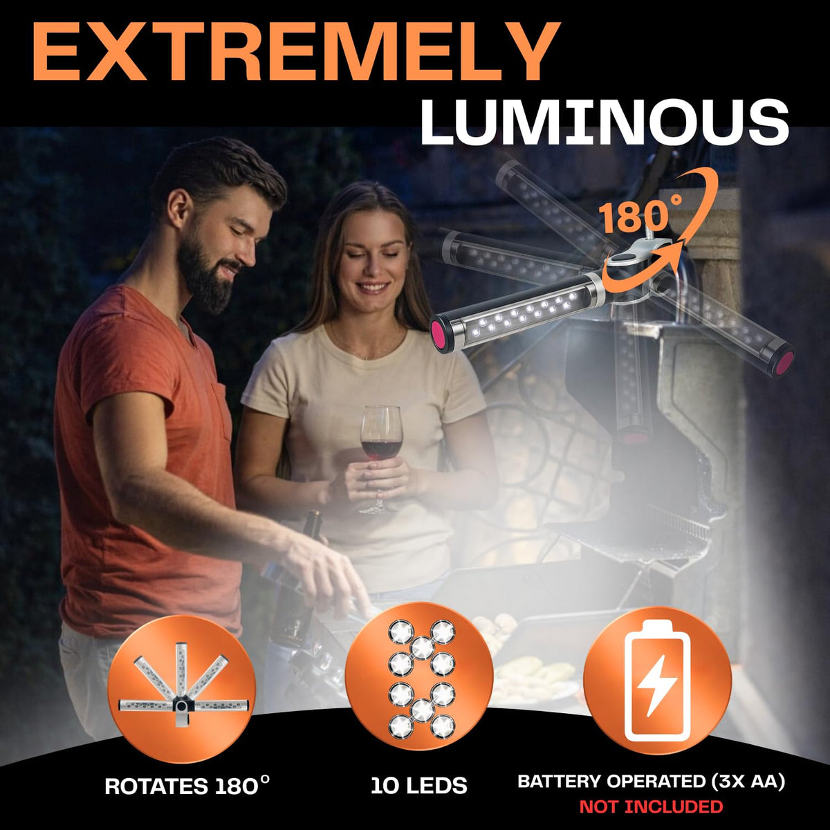 LIGHTACCENTS portable aluminum grill light delivers bright outdoor illumination