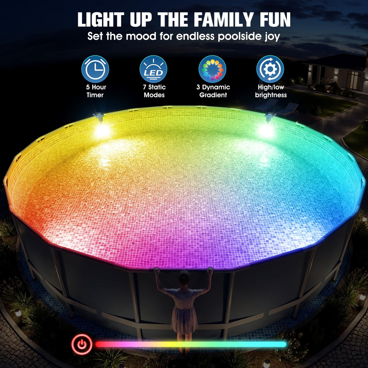 LightHacker IP67 waterproof design resists moisture around pools
