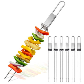 Lightique CMYK 13-inch barbecue skewers with durable stainless steel for even grilling