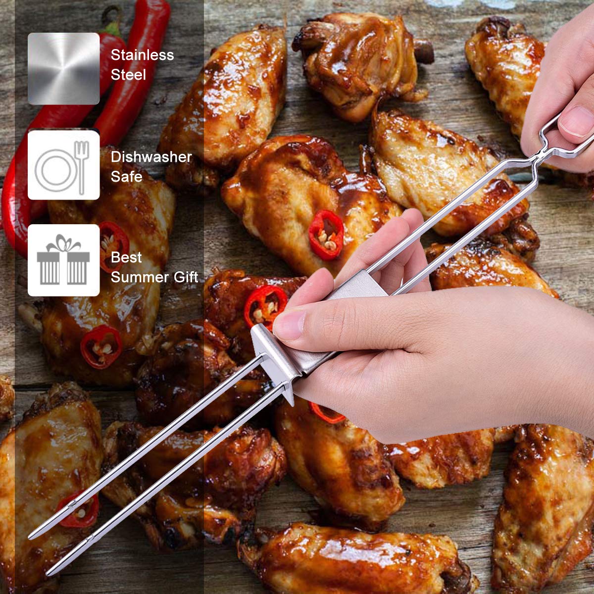Lightique CMYK reusable metal skewers offer an eco-friendly grilling option