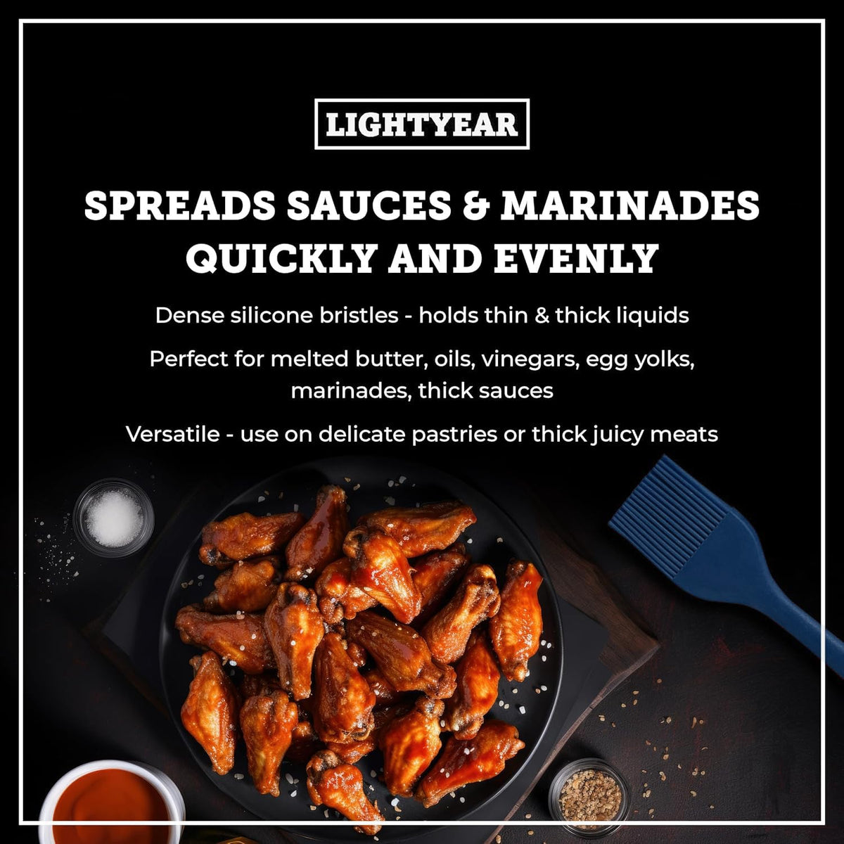 Lightyear BBQ grill use demonstrates glaze application during barbecue