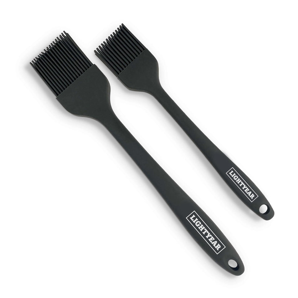 Lightyear silicone basting brush set in use for even glaze