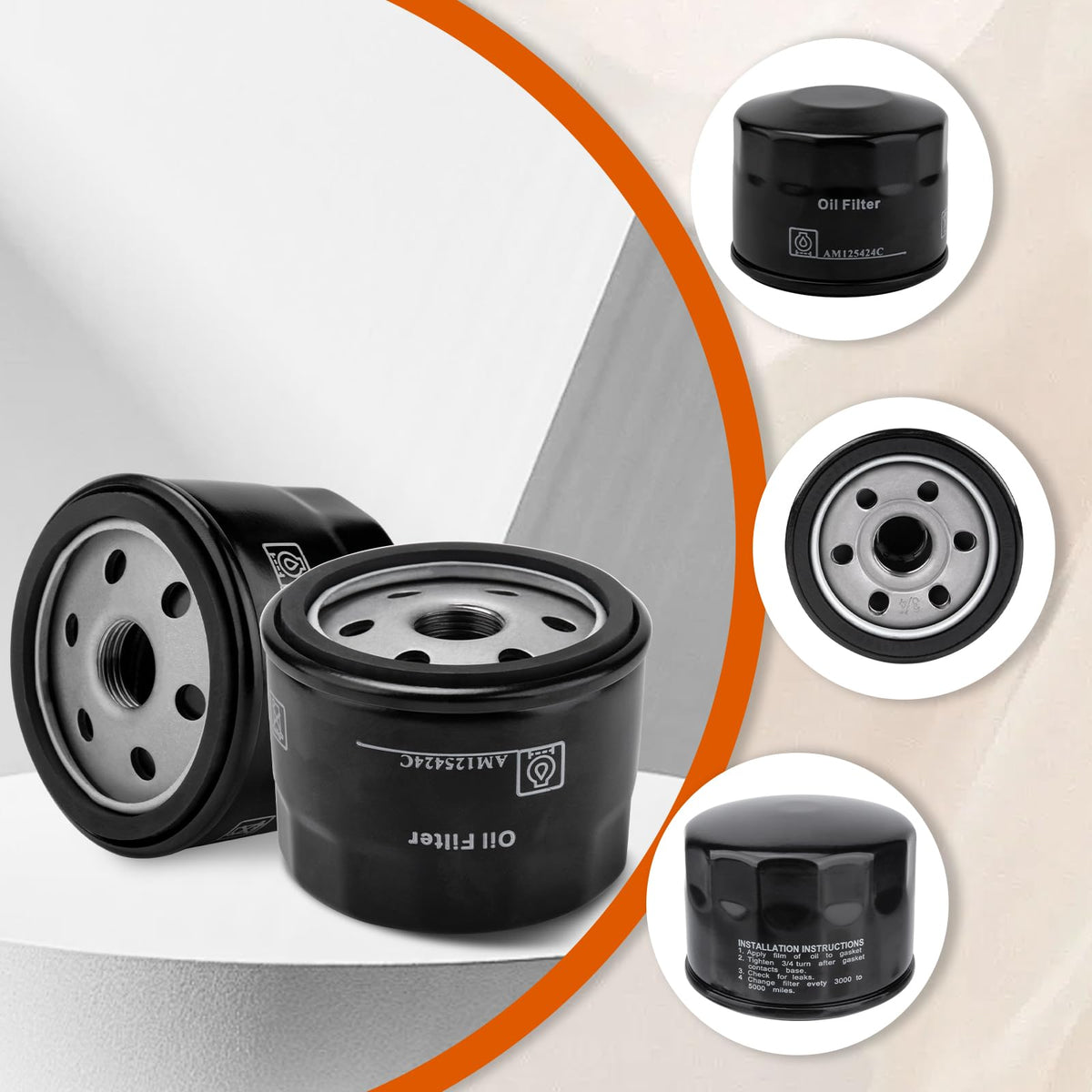 LikeLion AM125424 oil filter compatible with a wide range of John Deere models.