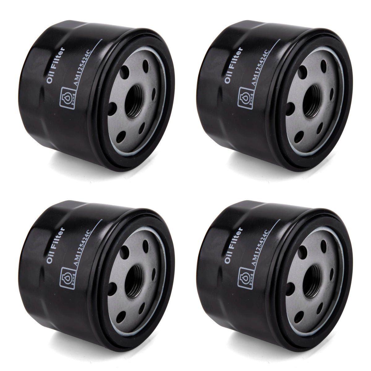 LikeLion AM125424 oil filter side view highlighting durable metal shell for long service.