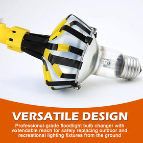 LikeLion bulb changer shows secure grip arms for varied bulb sizes
