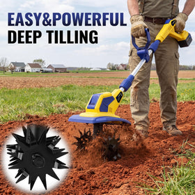 Includes soil tilling blade and weed removal blade for versatility