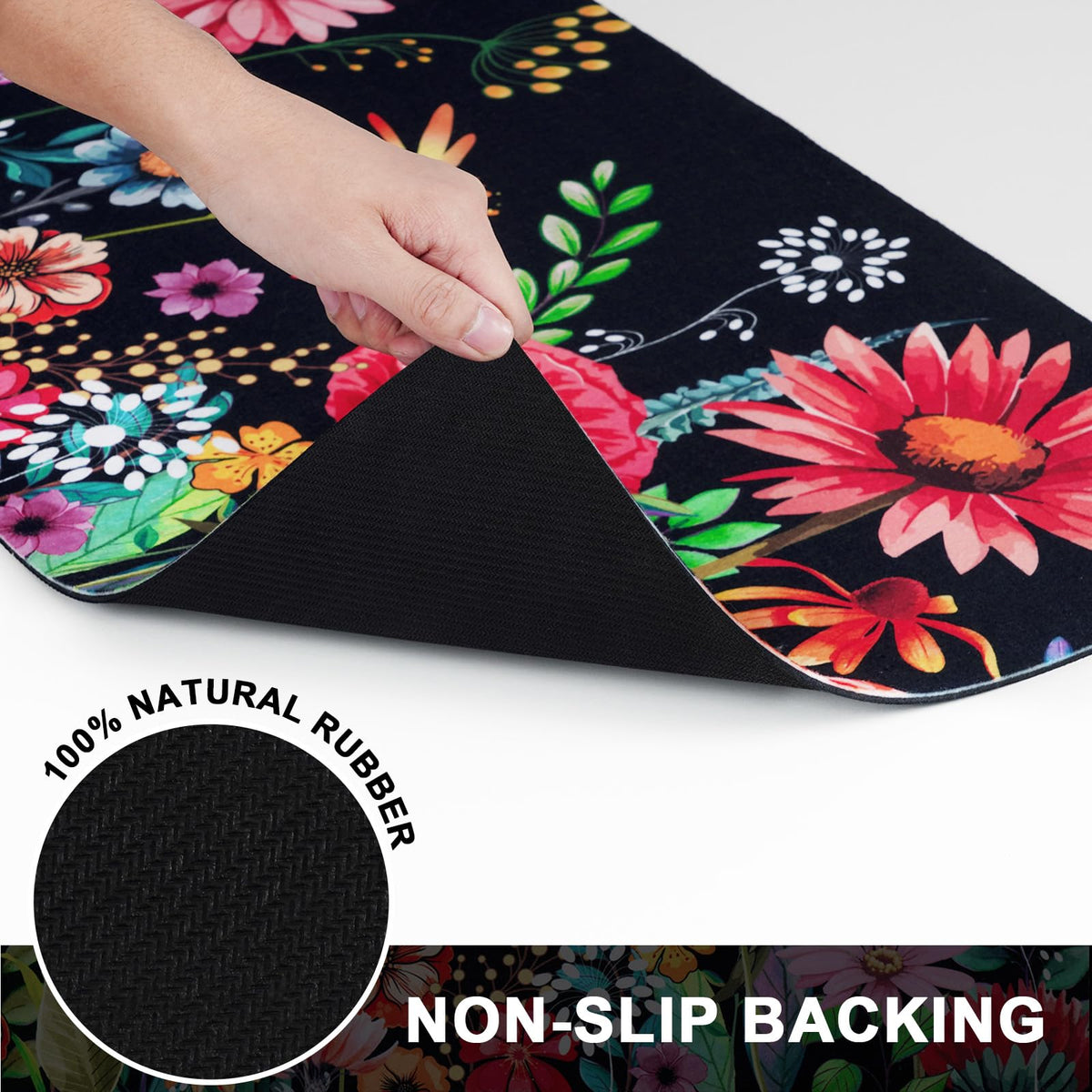 Likiyol black outdoor front door mat blends with exterior spaces