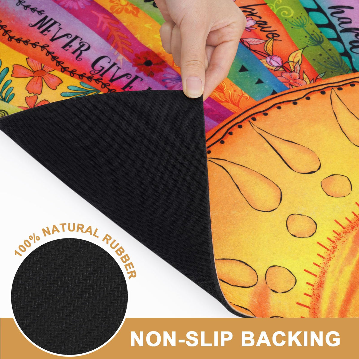 Non-slip rubber backing keeps the doormat steady on entry floors.