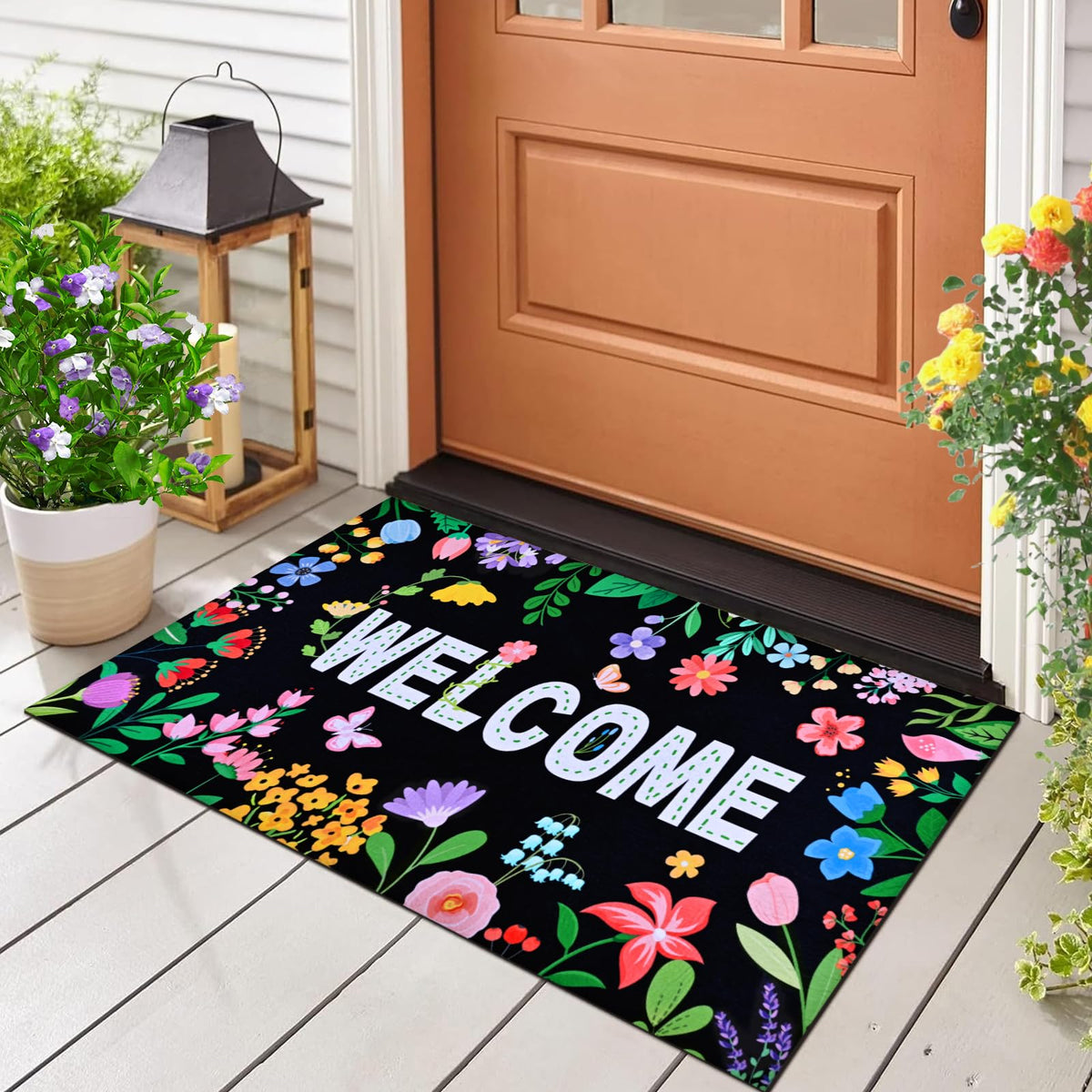 Likiyol front door mat welcoming guests with vibrant colors