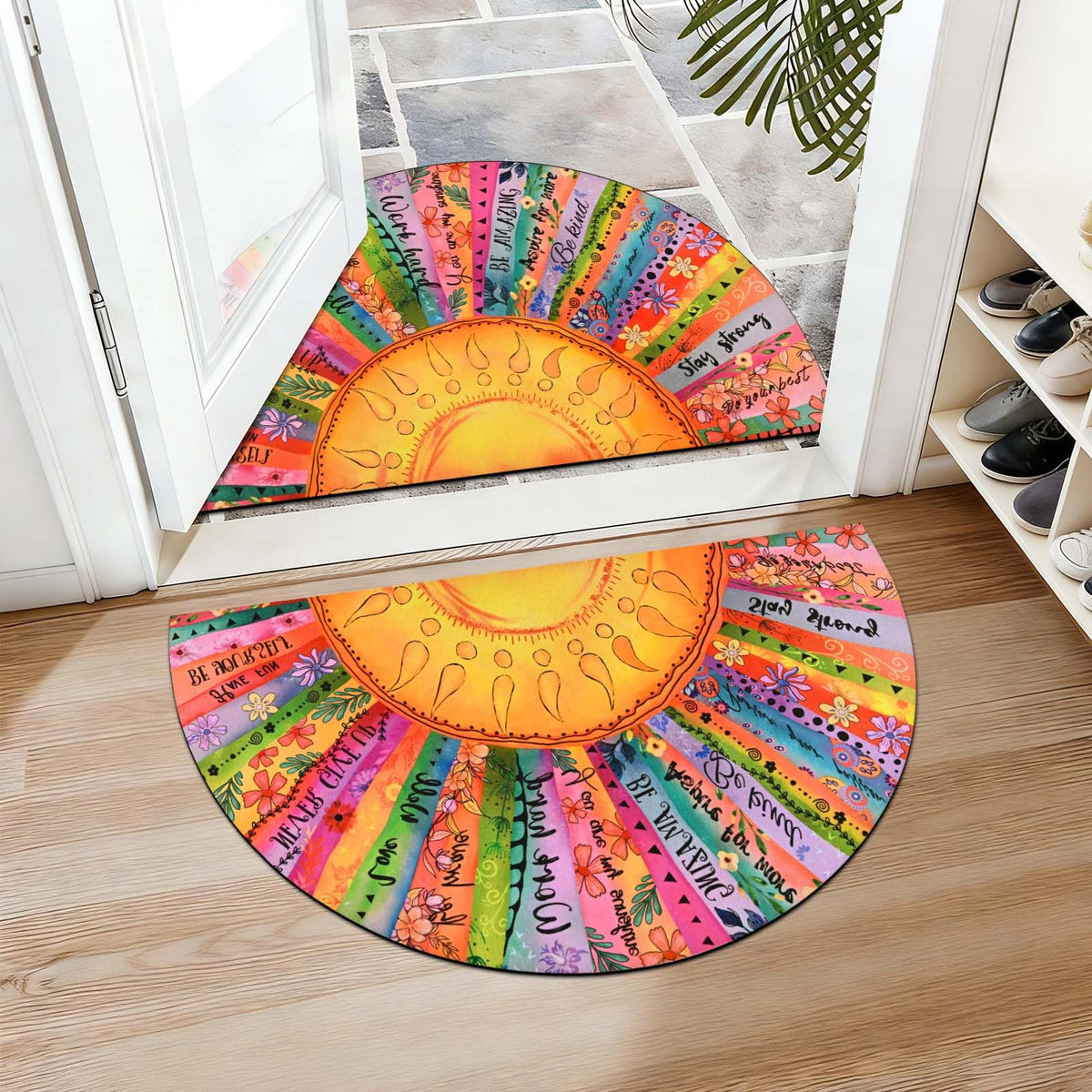Likiyol inspirational quote welcome mat invites guests with positive vibes and easy upkeep