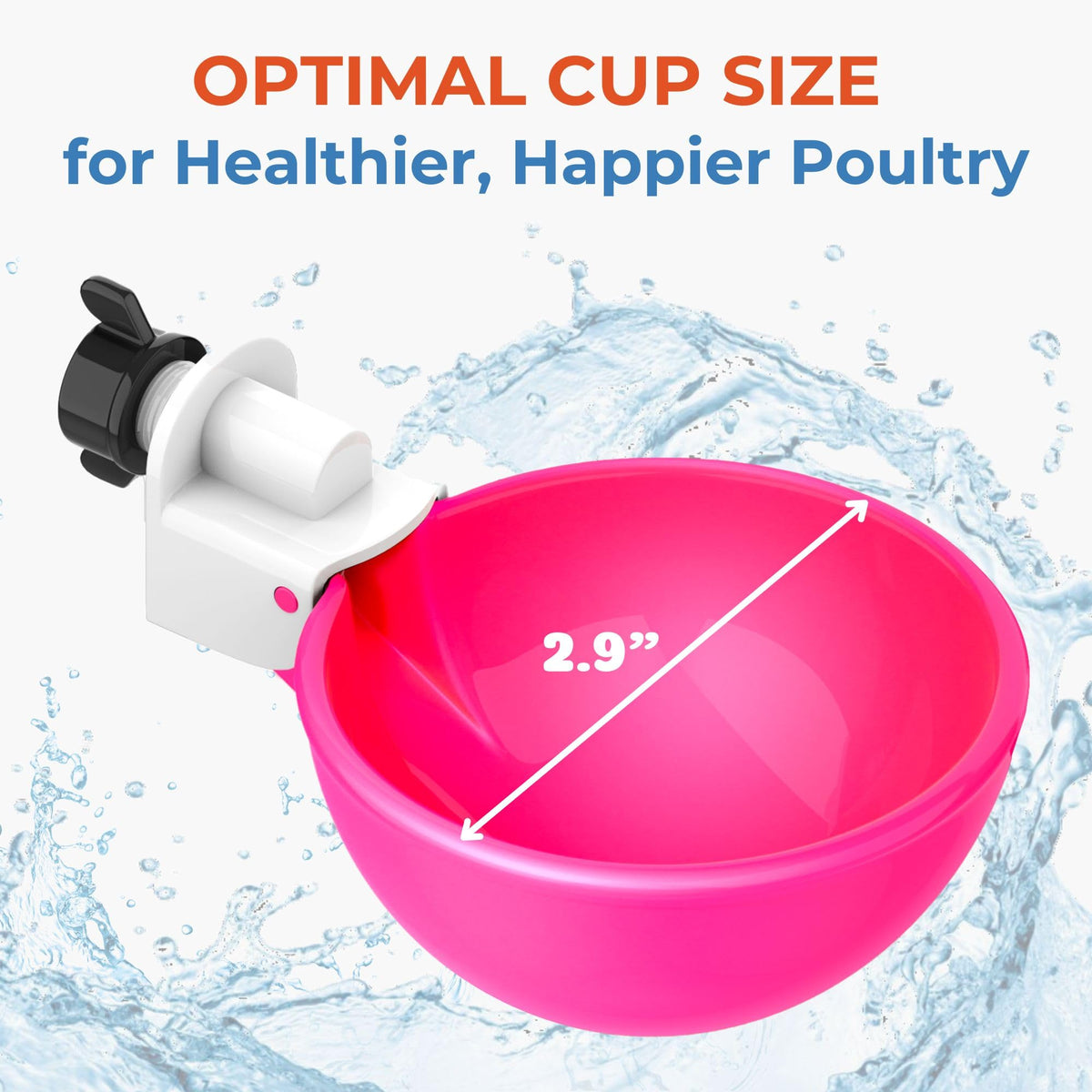 Lil'Clucker pink waterer cups in a five-pack