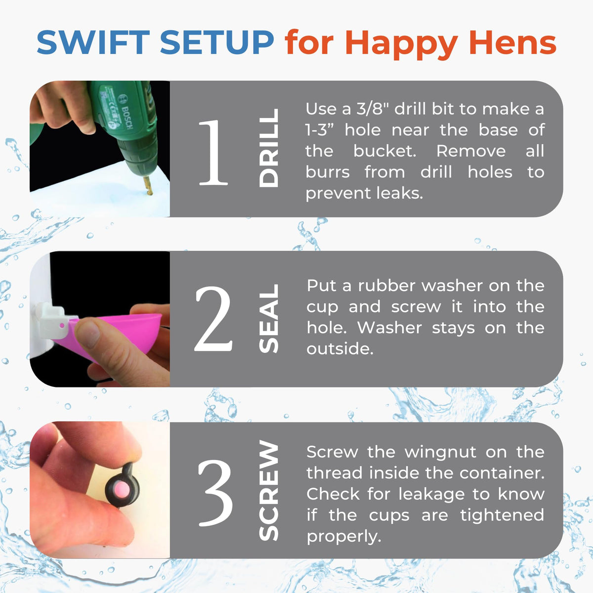 Lil'Clucker poultry waterer kit for multi-species use