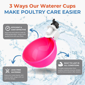 Lil'Clucker waterer cups with a 3-inch diameter opening