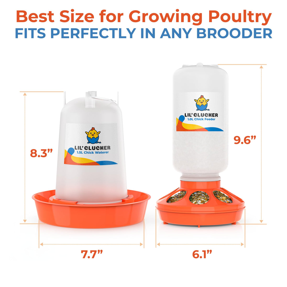 Lil'Clucker anti-tip base ensures a stable feeder in a busy coop.