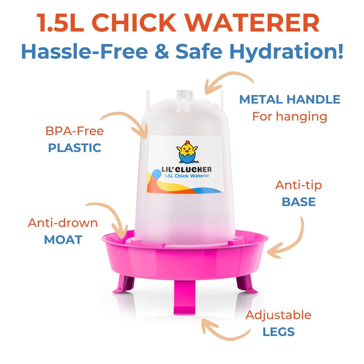 Lil'Clucker baby chicks feeding setup in coop scene