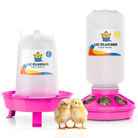 Lil'Clucker chick feeder 1L front view shows anti-waste design