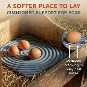 Lil'Clucker nesting pad soft surface cushions hens during nesting.