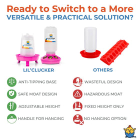Lil'Clucker waterer anti-drown moat detail for chick safety