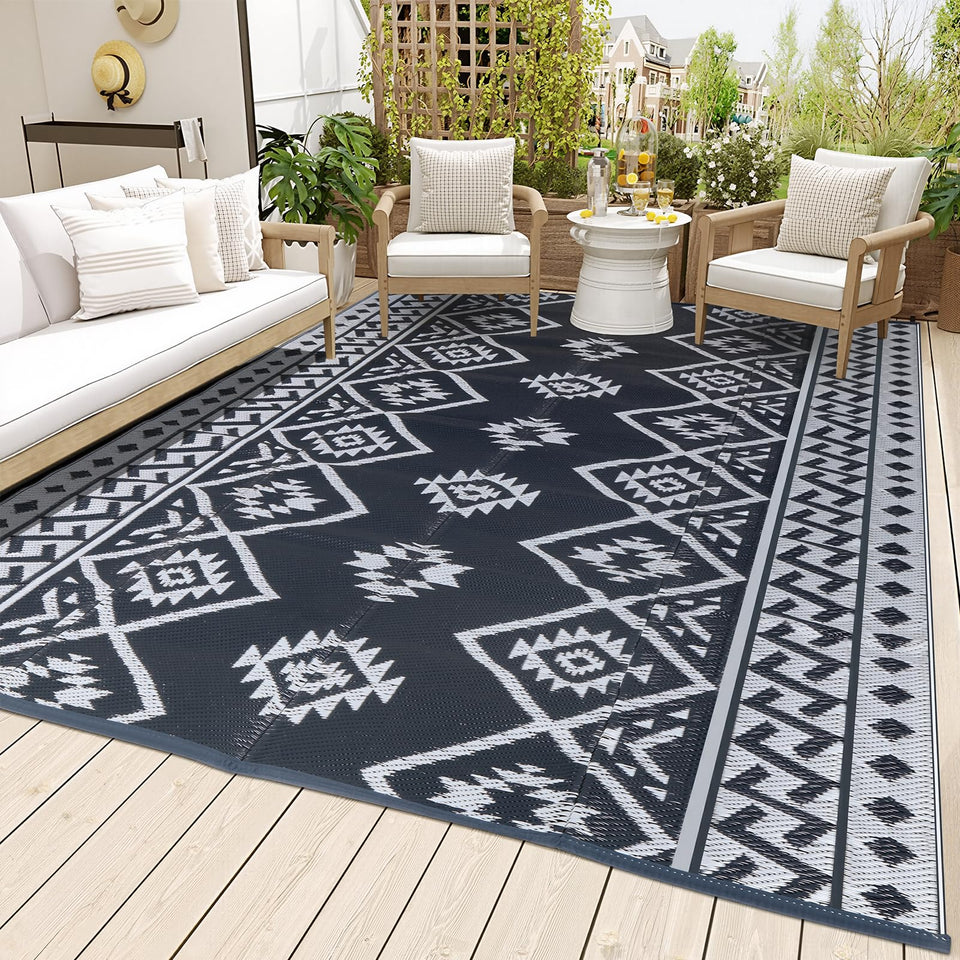 LILIOFFIC outdoor rug 6x9 highlights waterproof durability for patios and decks